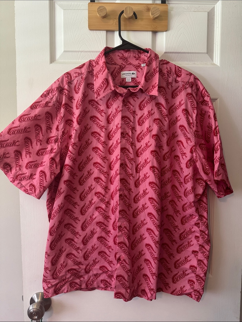 Lacoste Pink Button up short sleeve